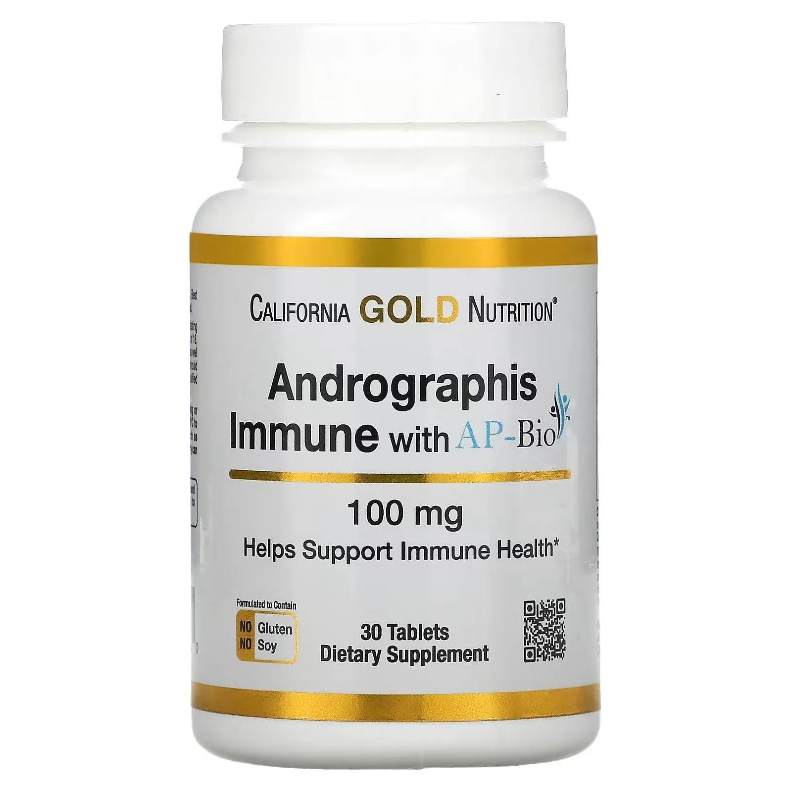 California Gold Nutrition Andrographis Immune With Ap-Bio 100 mg 30 Tablets-California Gold Nutrition