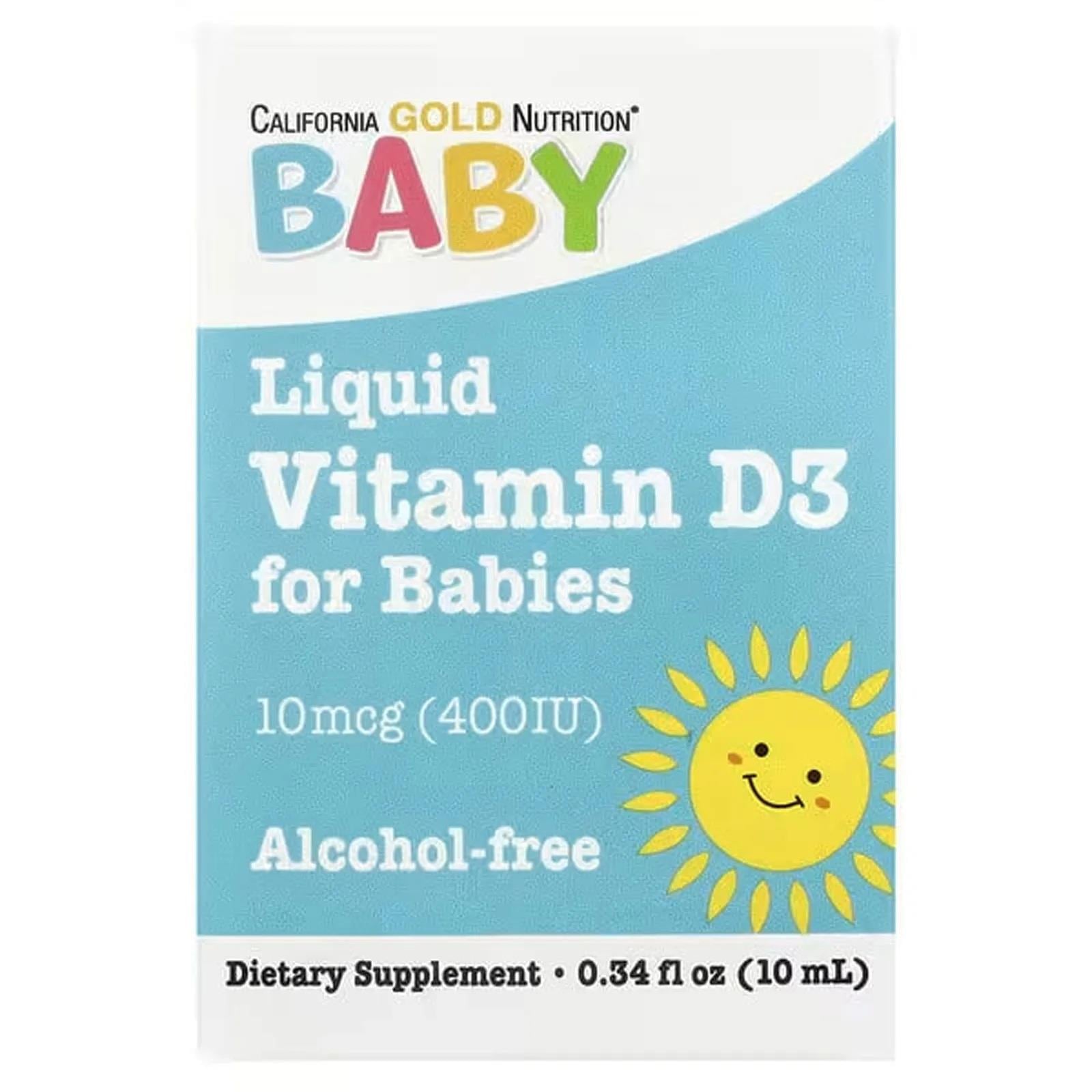 California Gold Nutrition Baby D3 Vitamin Drop 10 mcg 400 IU 10 ml-California Gold Nutrition