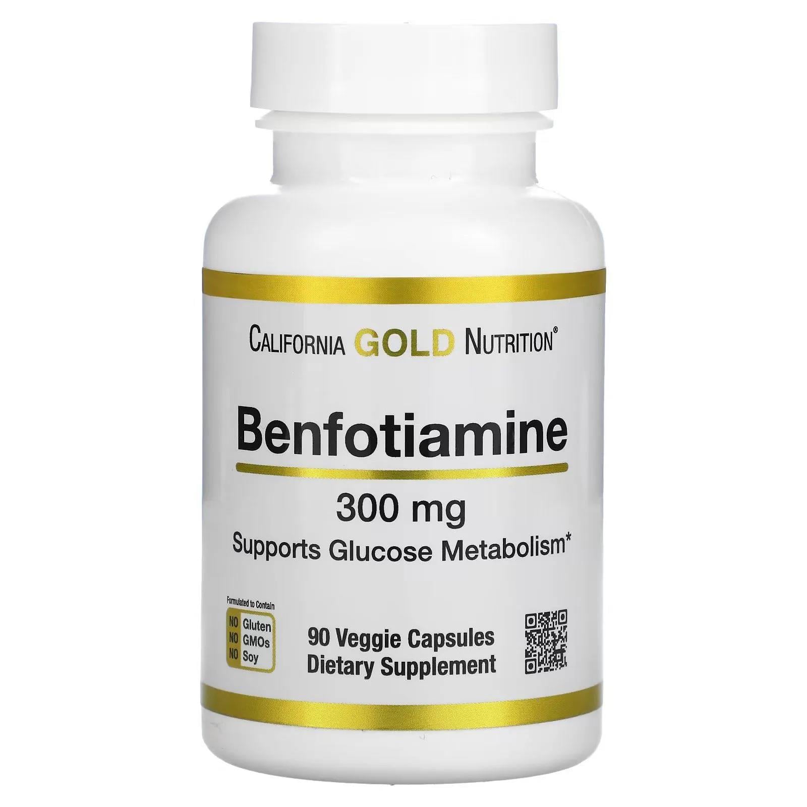 California Gold Nutrition Benfotiamine 300 mg 90 Veggie Capsules-California Gold Nutrition