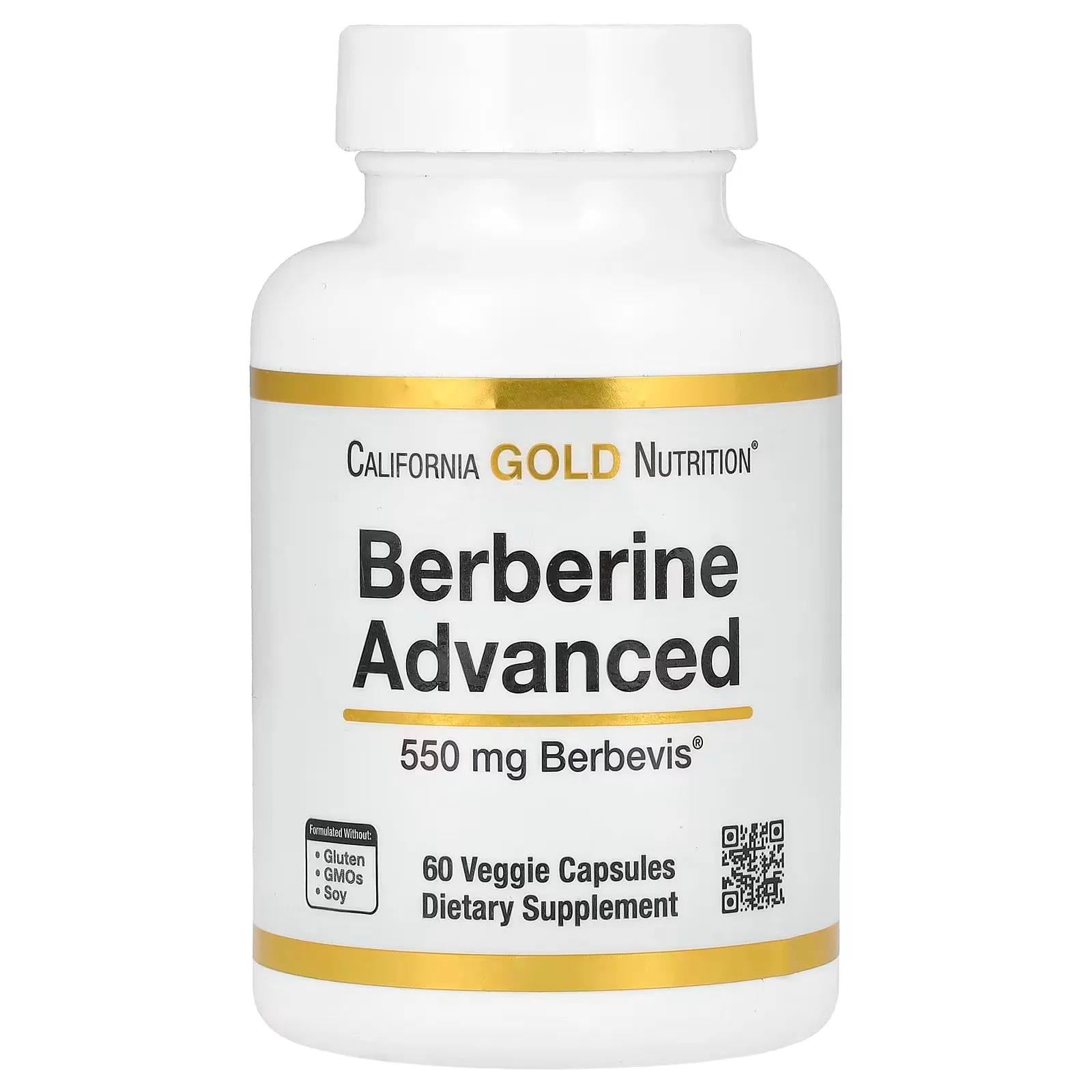 California Gold Nutrition Berberine Advanced 550 mg 60 Veggie Capsules-California Gold Nutrition