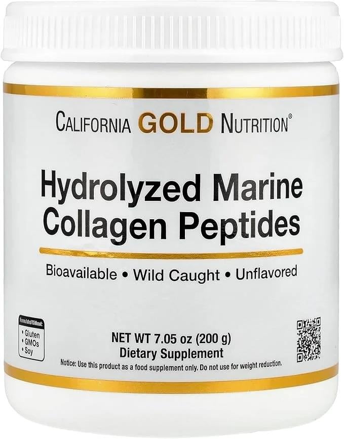 California Gold Nutrition Hydrolyzed Marine Collagen Peptides Unflavored 7,05 oz 200 gr-California Gold Nutrition