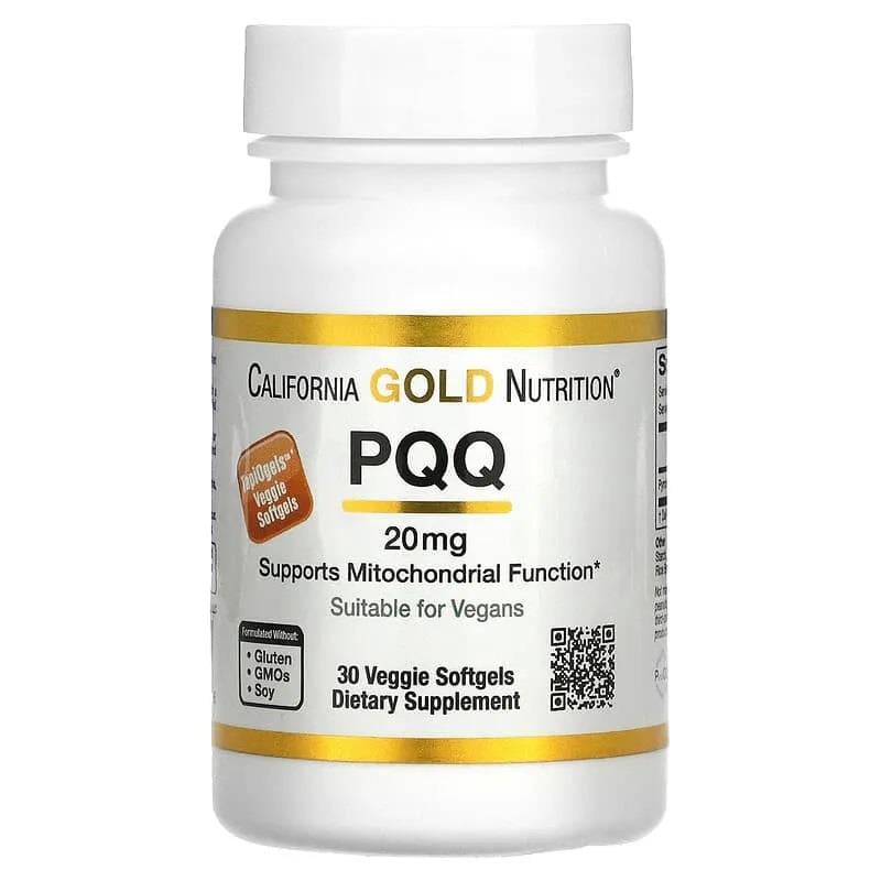 California Gold Nutrition PQQ 20 mg 30 Veggie Softgels-California Gold Nutrition