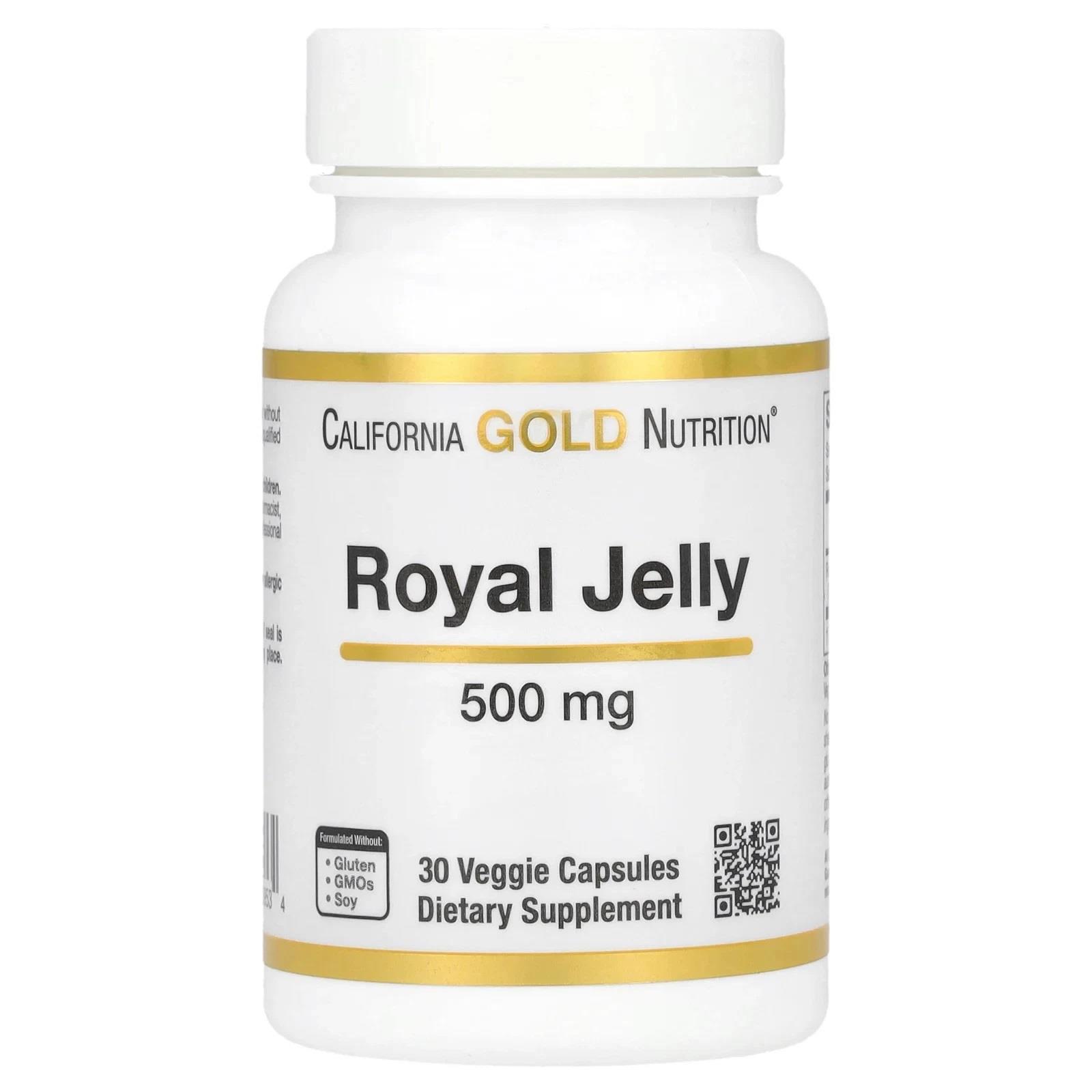 California Gold Nutrition Royal Jelly 500 mg 30 Veggie Capsules-California Gold Nutrition