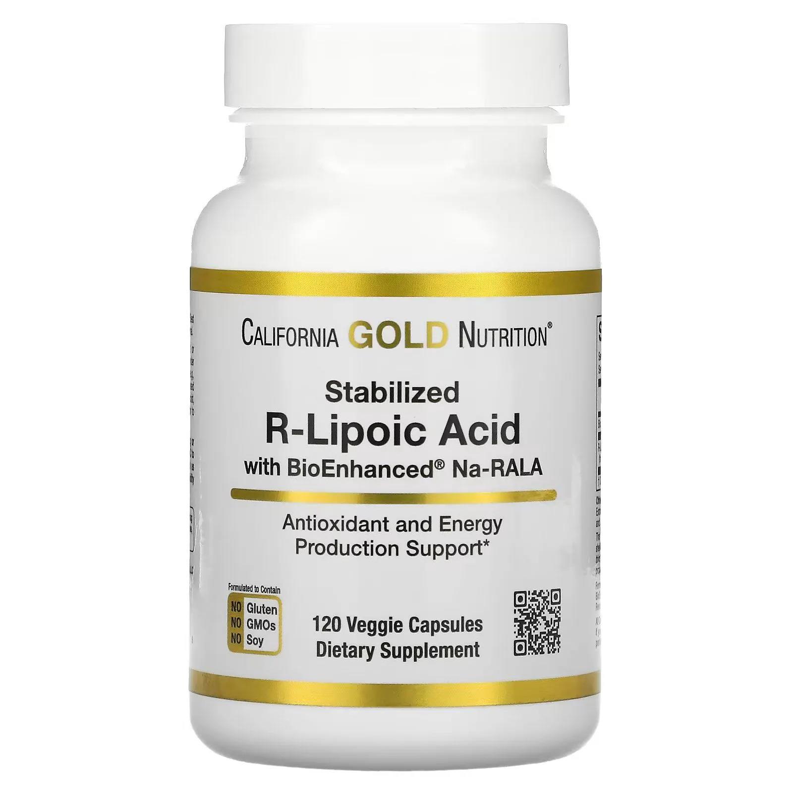 California Gold Nutrition Stabilized R-Lipoic Acid 120 Veggie Capsules-California Gold Nutrition