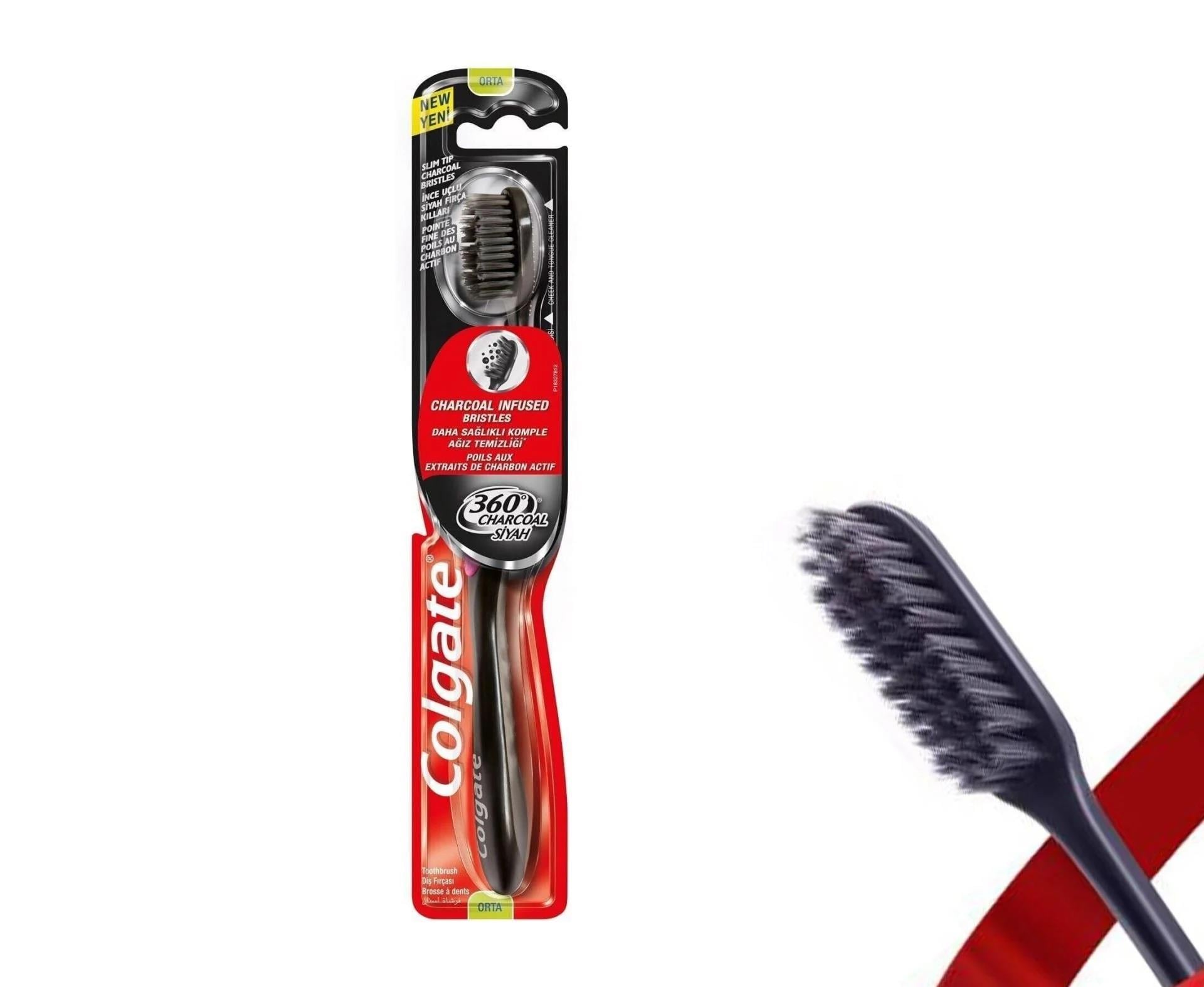 Colgate 360 Charcoal Siyah Diş Fırçası Medium-Colgate