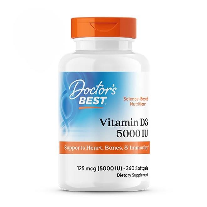 Doctor's Best Vitamin D3 125 mcg 5,000 IU 360 Softgels-Doctor's Best