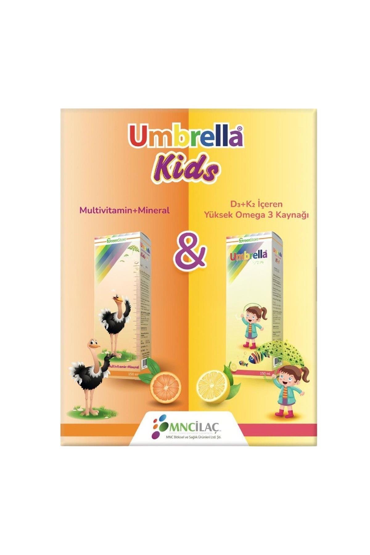 Green Store Umbrella Kids Multivitamin 150 ml + Omega-3 Şurup 150 ml-Green Store