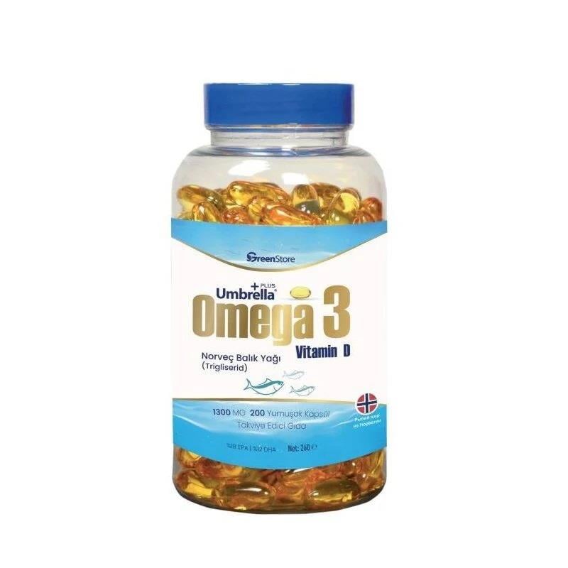 Green Store Umbrella Plus Omega 3 Norveç Balık Yağı 1300 mg 200 Kapsül-Green Store