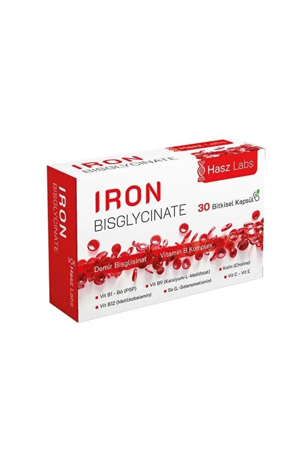 Hasz Labs Iron Bisglisinate Vitamin B Kompleks 30 Kapsül-Hasz Labs