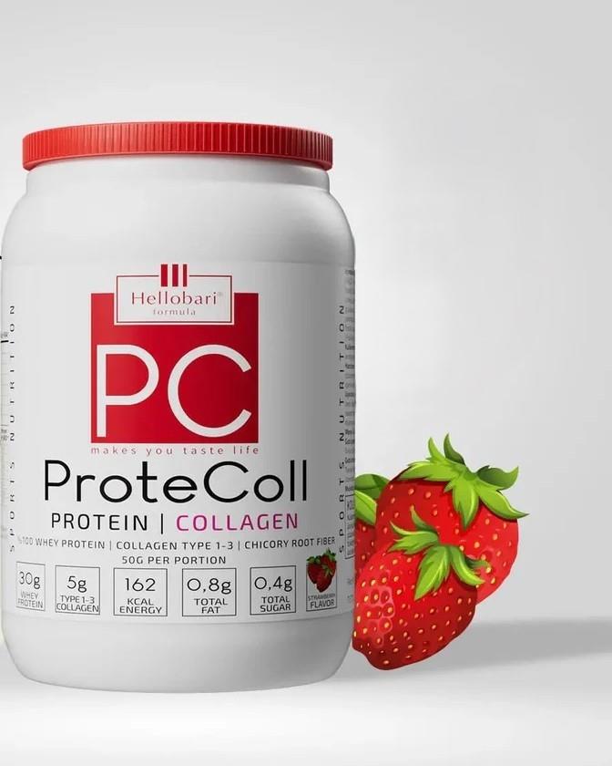 Hellobari Formula Protecoll Whey Protein & Kolajen Çilek Aromalı 21 Porsiyon-Hellobari Formula