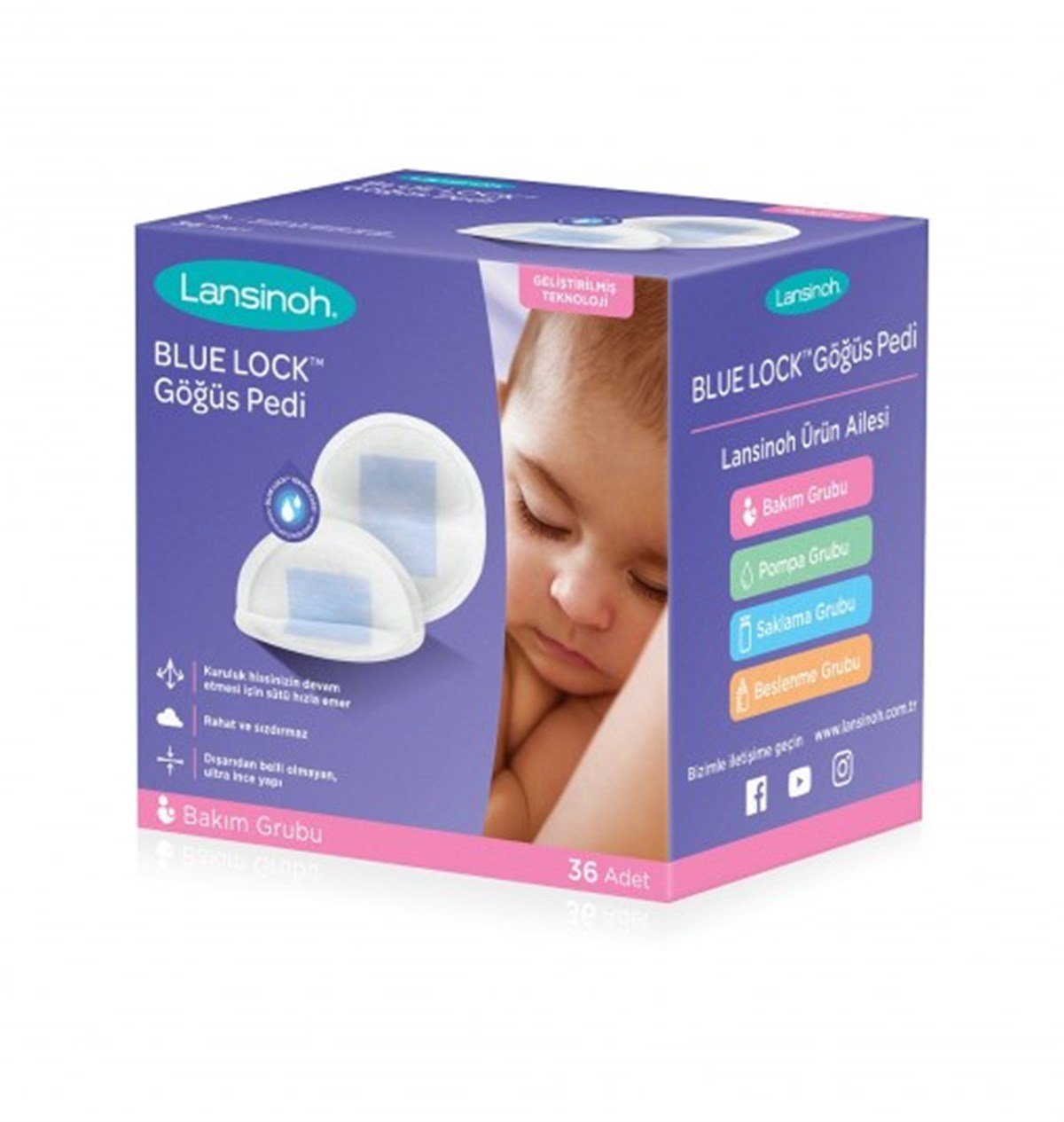 Lansinoh Blue Lock Göğüs Pedi 36 Adet