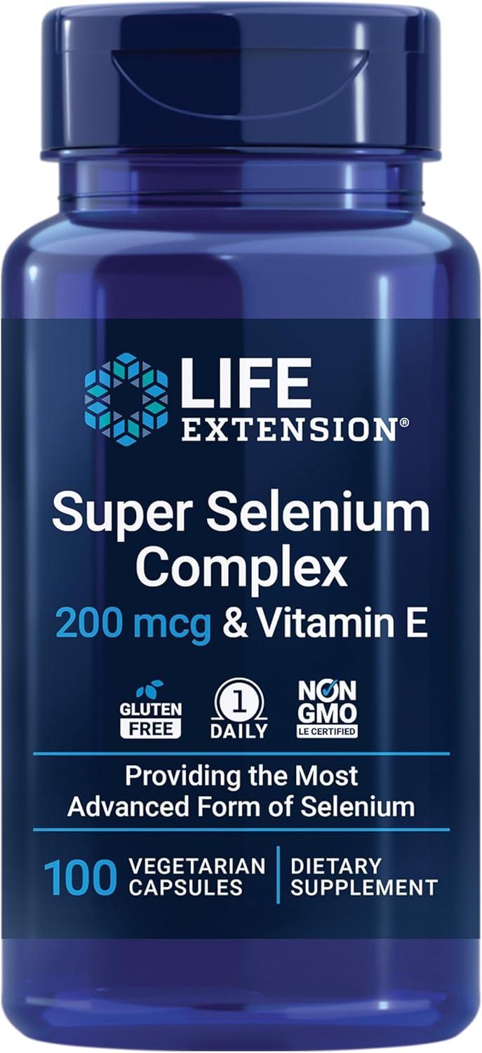 Life Extension Super Selenium Complex & Vitamin E 200 mcg 100 Vegetarian Capsules-Life Extension