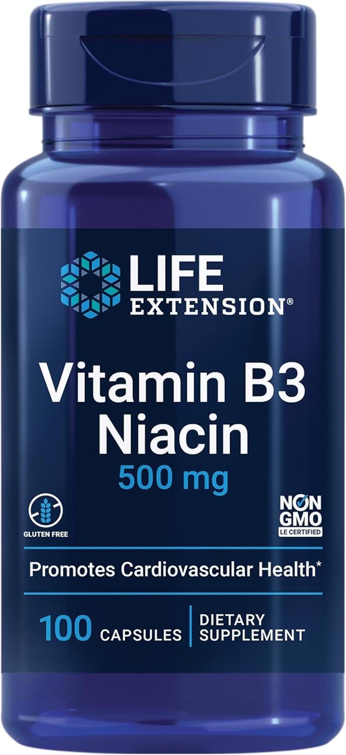 Life Extension Vitamin B3 Niacin 500 mg 100 Capsules-Life Extension