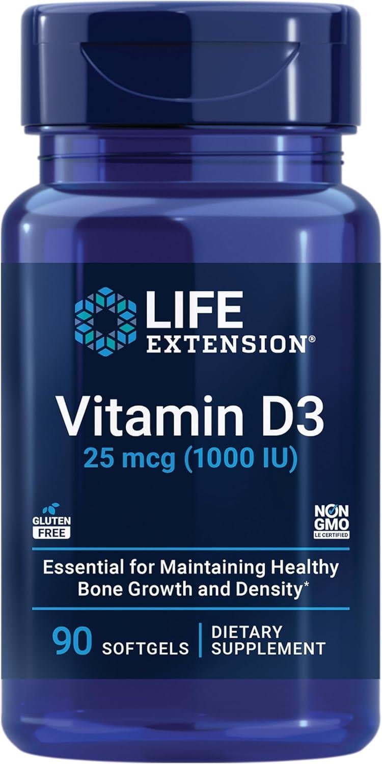Life Extension Vitamin D3 25 mcg 1,000 IU 90 Softgels-Life Extension
