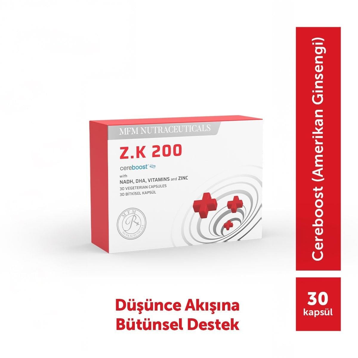 MFM NUTRACEUTICALS Z.K 200 Amerikan Ginsengi İçeren Takviye Edici Gıda - 30 Bitkisel Kapsül-MFM