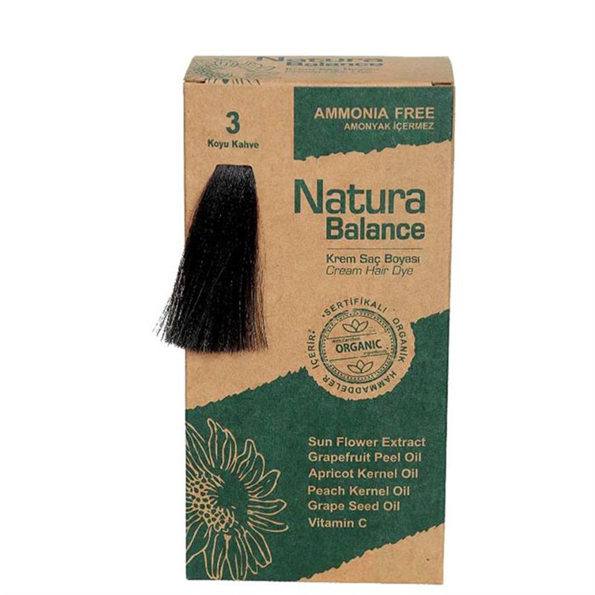 Natura Balance Krem Saç Boyası 3 Koyu Kahve Organik