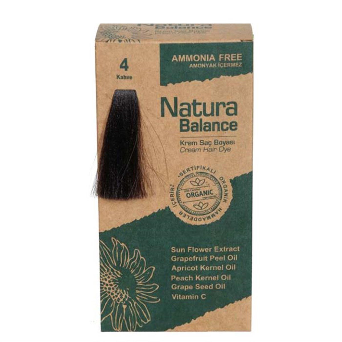 Natura Balance Krem Saç Boyası 4 Kahve Organik