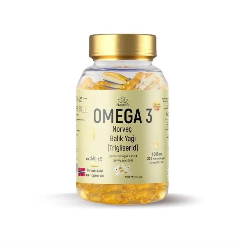 Naturlife Omega 3 Norveç Balık Yağı 200 Kapsül-Naturlife