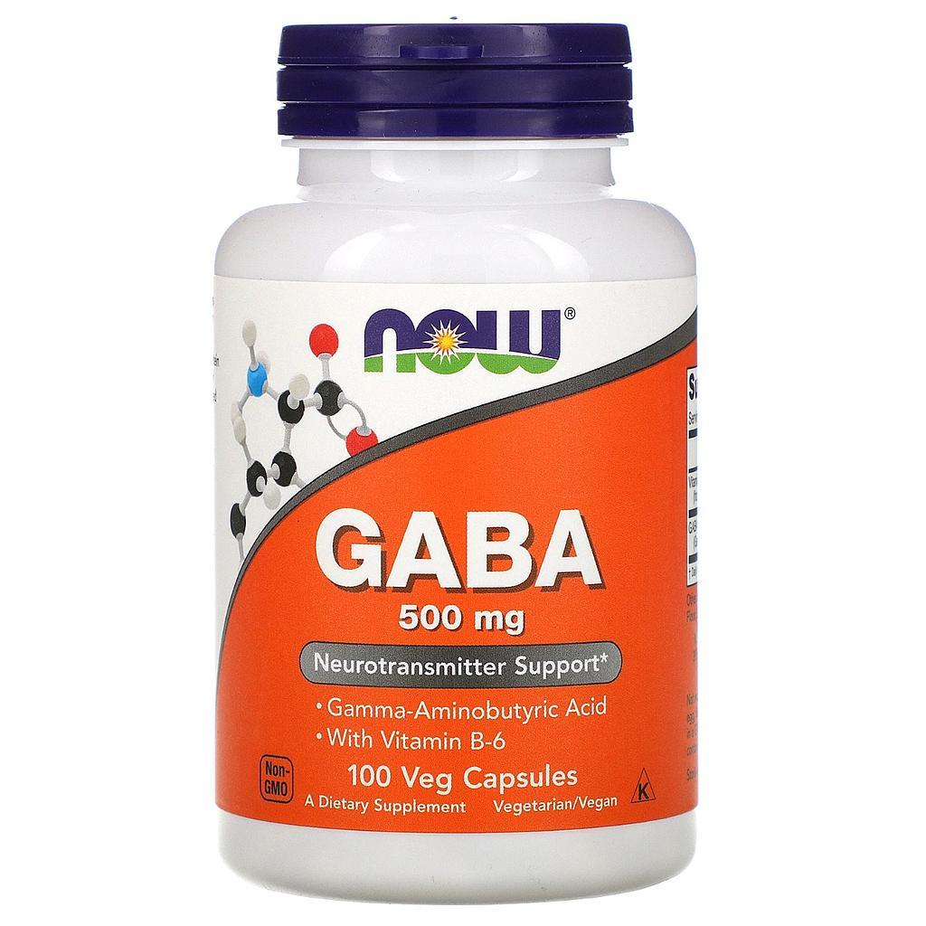 Now Foods Gaba With Vitamin B-6 500 mg 100 Veg Capsules-NOW FOODS