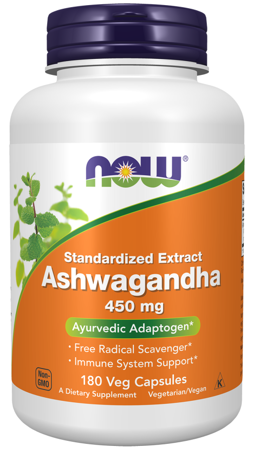 Now Foods Standardized Extract Ashwagandha 450 mg 180 Veg Capsules-NOW FOODS