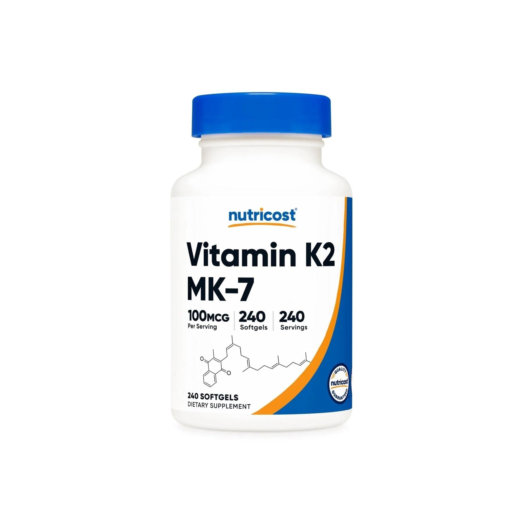 Nutricost Vitamin K2 Mk-7 100 mcg 240 Softgels-Nutricost