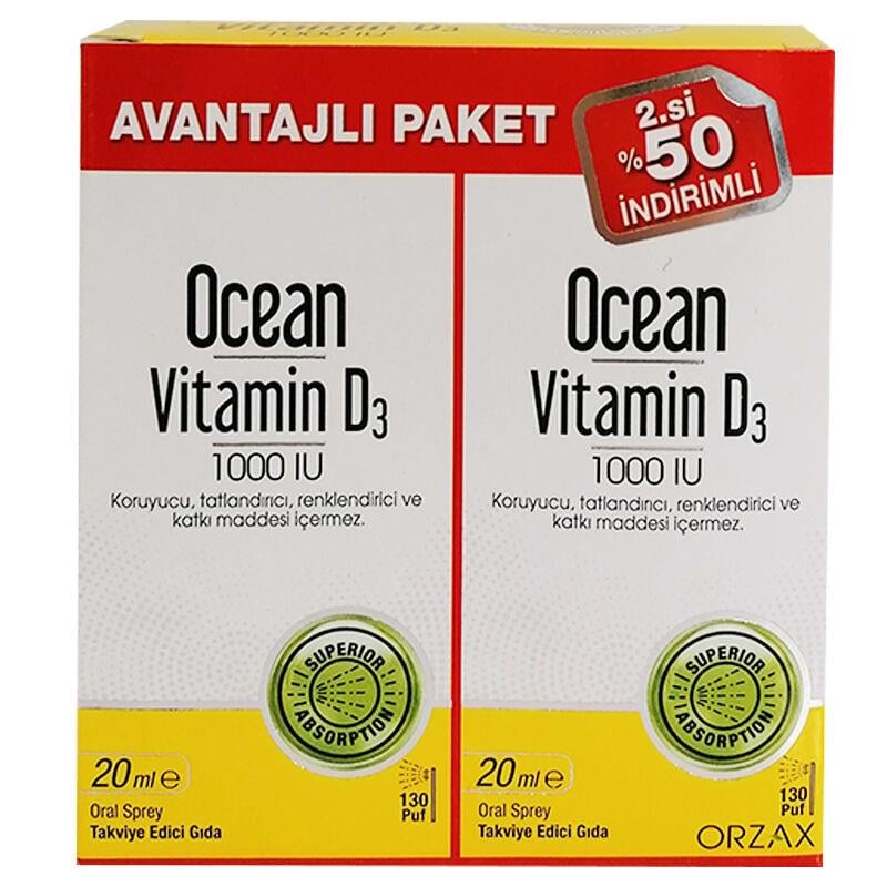 Ocean Vitamin D3 Sprey 1000 IU 2 x 20 ml-Orzax