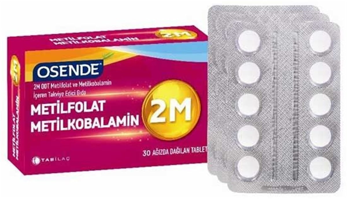 Osende 2M Metilkobalamin B12+Metilfolat Folik Asit 30 Tablet