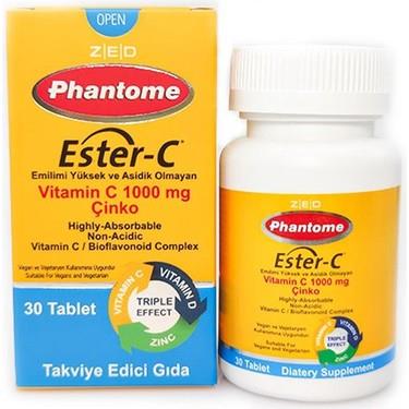 Phantome Ester-C Vitamin C 1000 mg Çinko Vitamin D 30 Tablet-Phantome