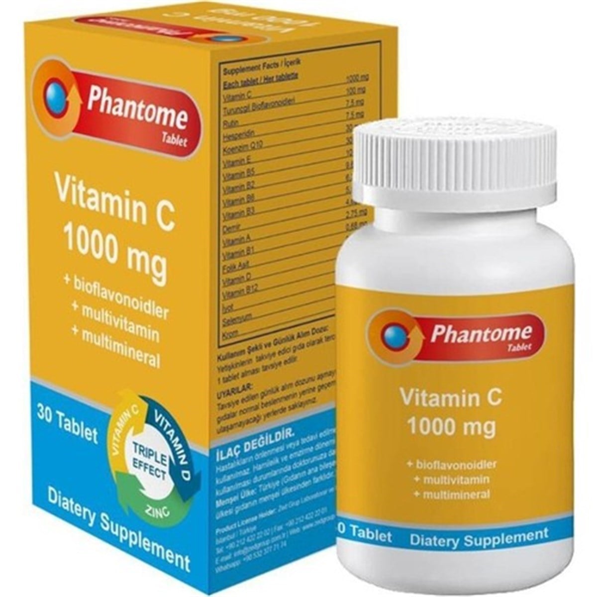 Phantome Vitamin C 1000 Mg 30 Tablet KUTUSUZ
