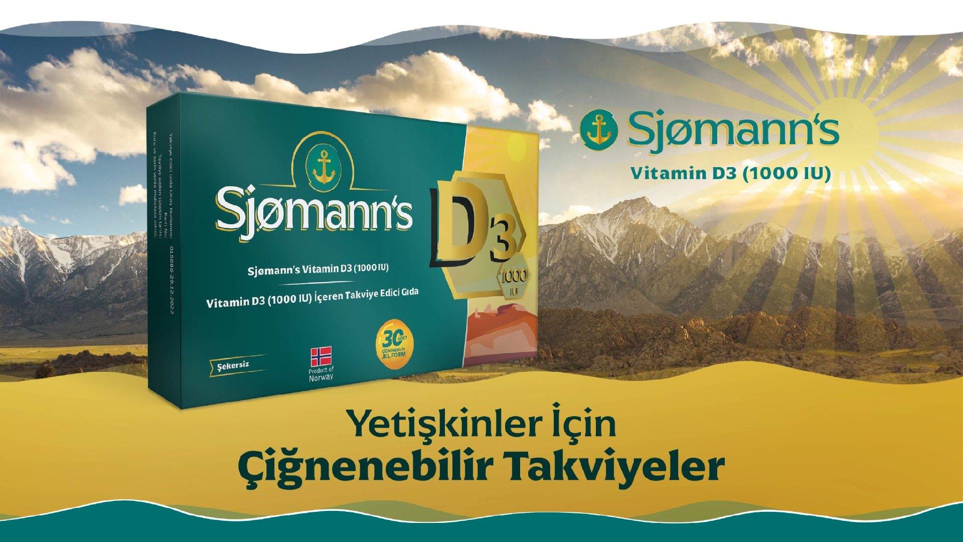 Sjomann's Vitamin D3 1000 IU İçeren Takviye Edici Gıda 30 Adet Çiğnenebilir Jel Form-Easyvit