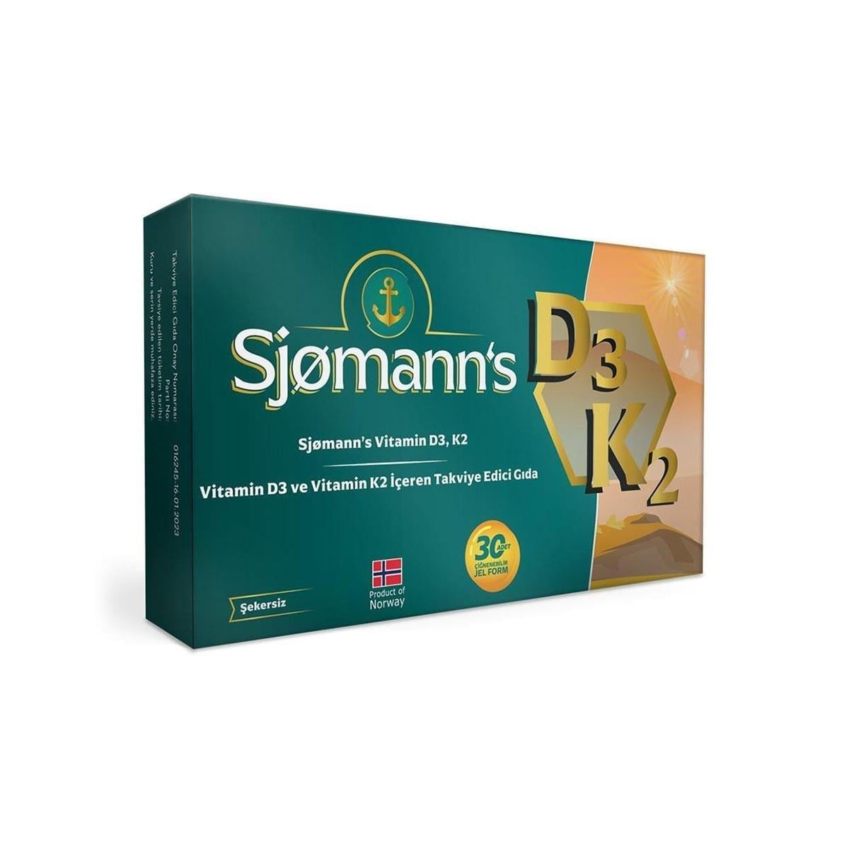 Sjomann's Vitamin D3 ve K2 İçeren Takviye Edici Gıda 30 Adet Çiğnenebilir Jel Form-Easyvit
