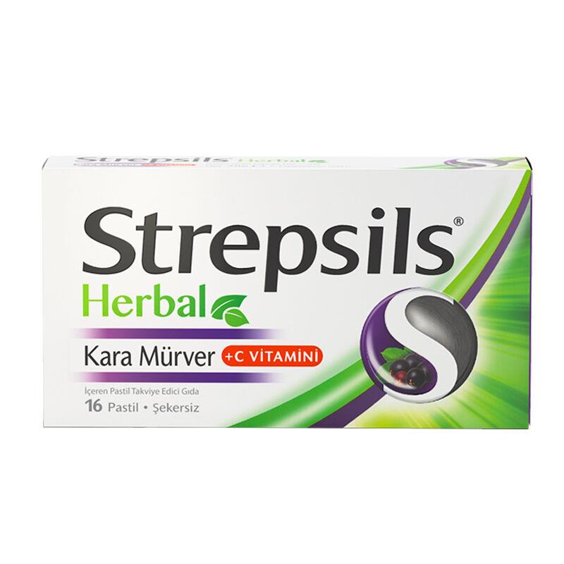 Strepsils Herbal Kara Mürver 16 Pastil-Strepsils