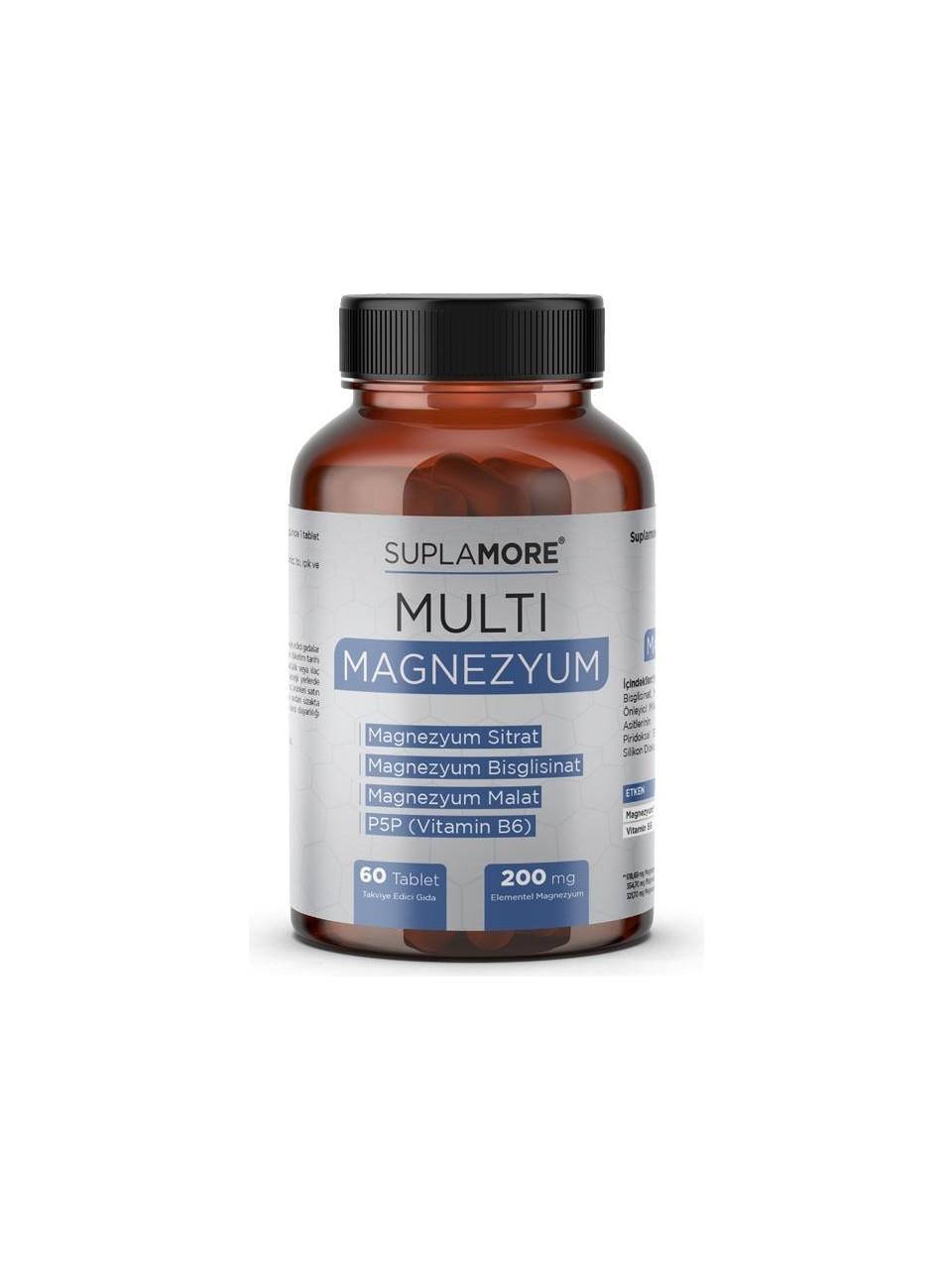 Suplamore Multi Magnezyum Bisglisinat Sitrat Malat P5P 60 Tablet-Suplemore