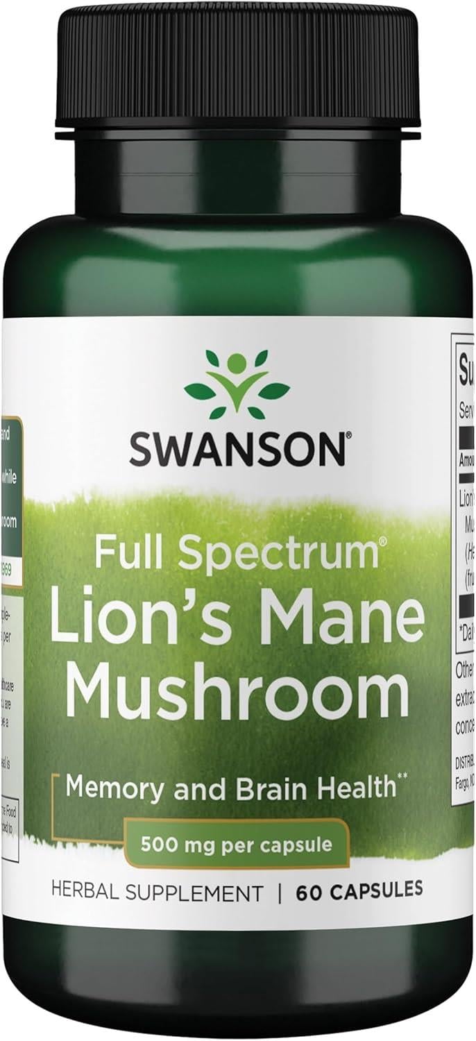 Swanson Full Spectrum Lion's Mane Mushroom 500 mg 60 Capsules-Swanson