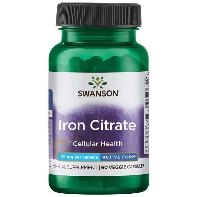 Swanson Iron Citrate Active Form 25 Mg 60 Veggie Kapsül-Swanson