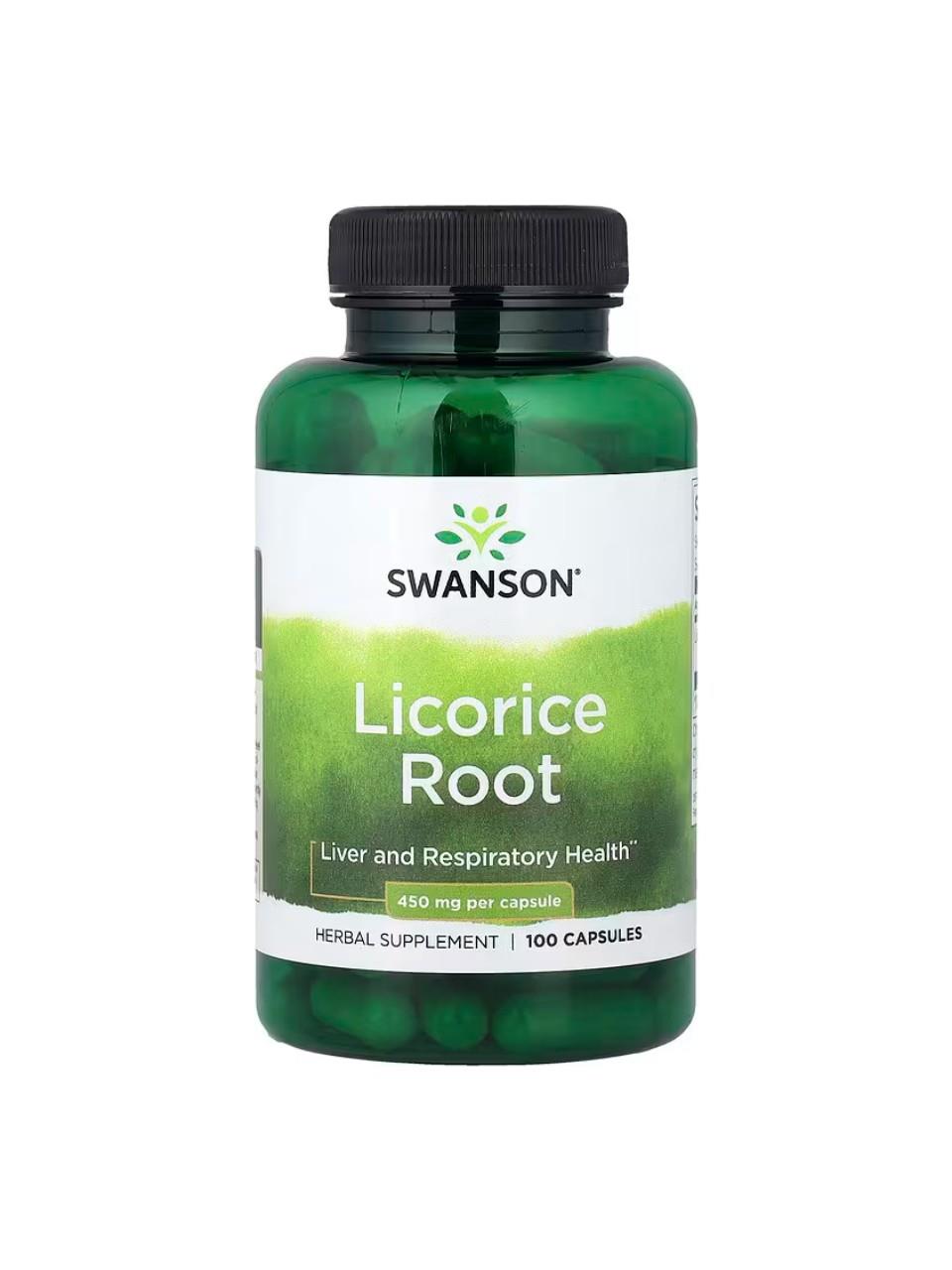 Swanson Licorice Root 450 mg 100 Capsules-Swanson