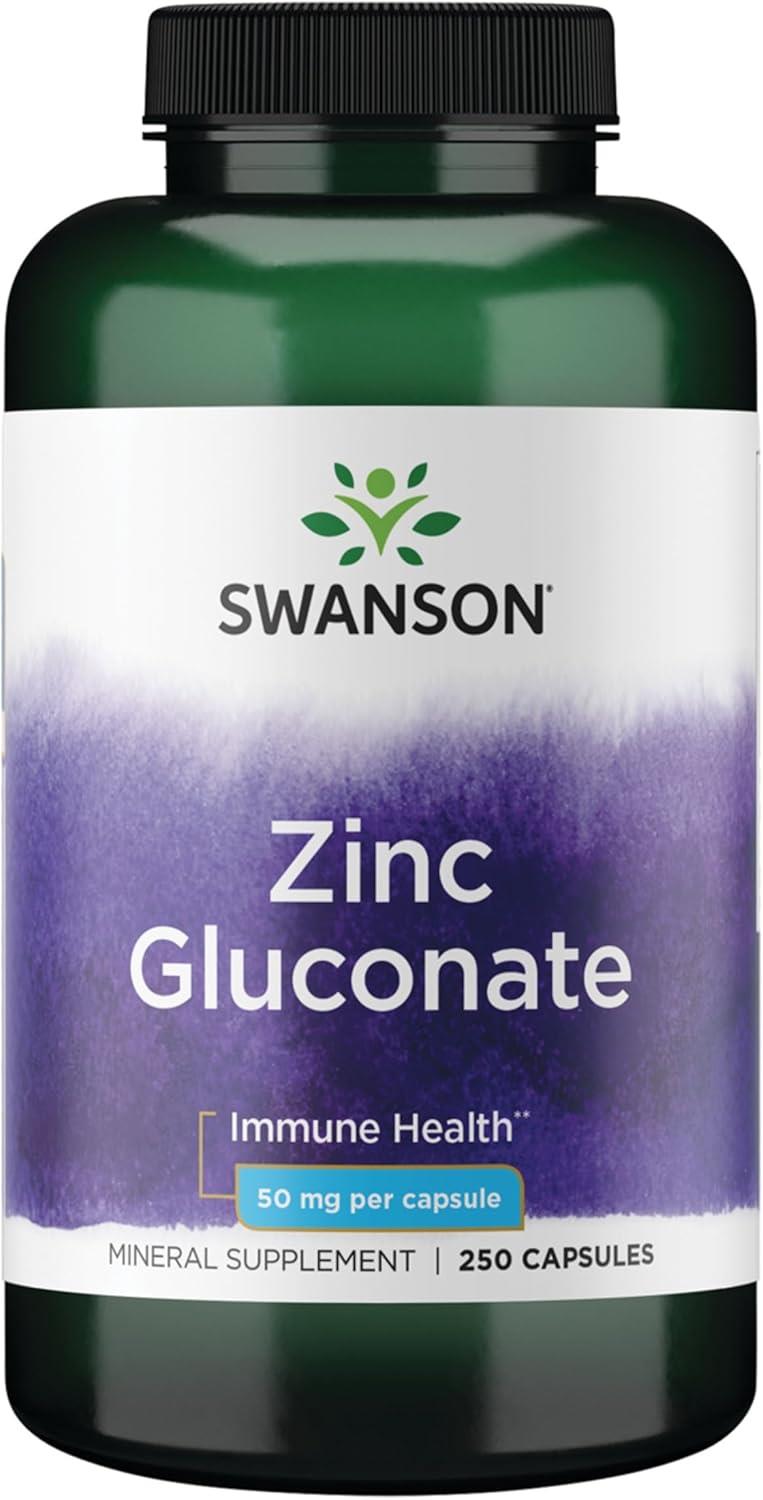 Swanson Zinc Gluconate 50 mg 250 Capsules-Swanson