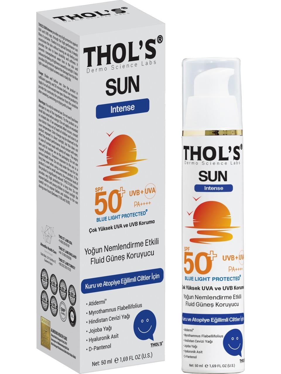 Thol's Sun Intense TB7 Kuru ve Atopiye Eğilimli Ciltler İçin Fluid Güneş Koruyucu SPF50+ 50 ml-THOL'S