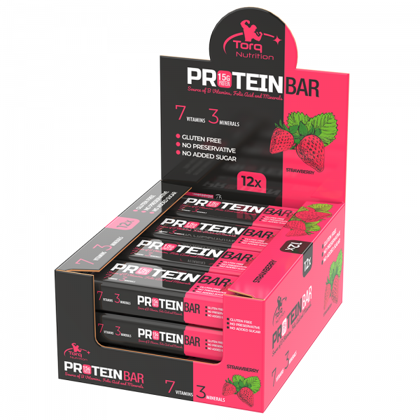 Torq Nutrition Protein Bar Çilek 50 gr - 12 Adet-TORQ NUTRITION
