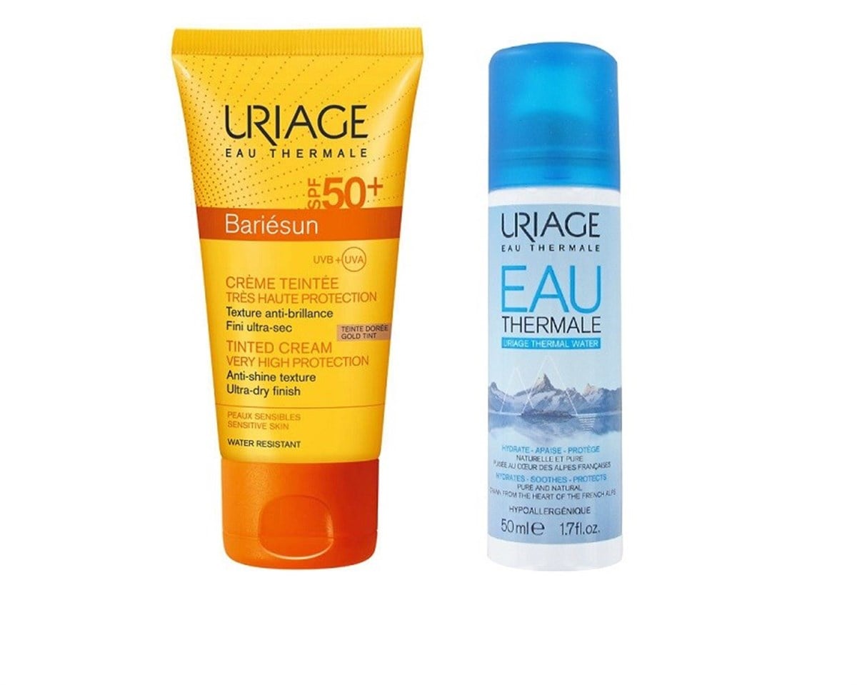 Uriage Bariesun SPF 50+ Renkli Güneş Koruyucu Krem 50 ml Golden ( Doree ) & Uriage Eau Thermale 50ml Hediye