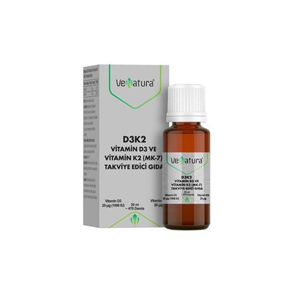 VeNatura Vitamin D3 ve Menaquinon 7 (D3-K2) Takviye Edici Gıda 20 ml-Venatura