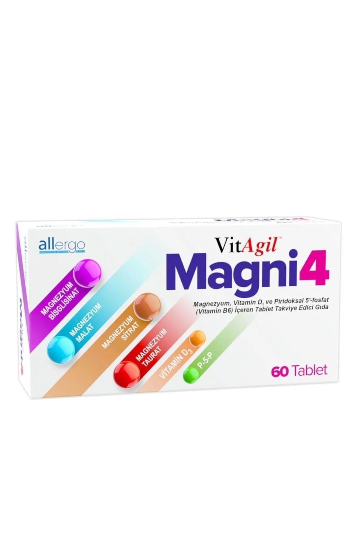 Vitagil Magni4 Magnezyum Vitamin D3 P5P 60 Tablet-VitAgil