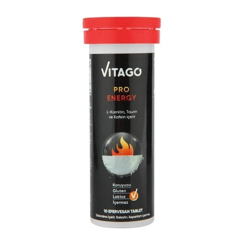 Vitago Energy L-Karnitin Taurin Kafein İçeren Efervesan Tablet 10'lu-VITAGO