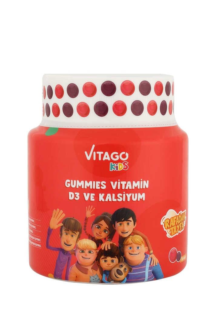 Vitago Kids Gummies Vitamin D3 Kalsiyum İçeren Çiğnenebilir Form - 30 Adet Gummy-VITAGO