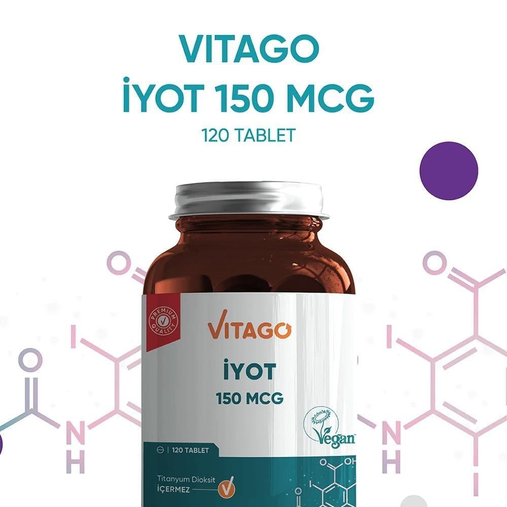 Vitago Premium İyot Takviye Edici Gıda 150 mcg 120 Tablet-VITAGO