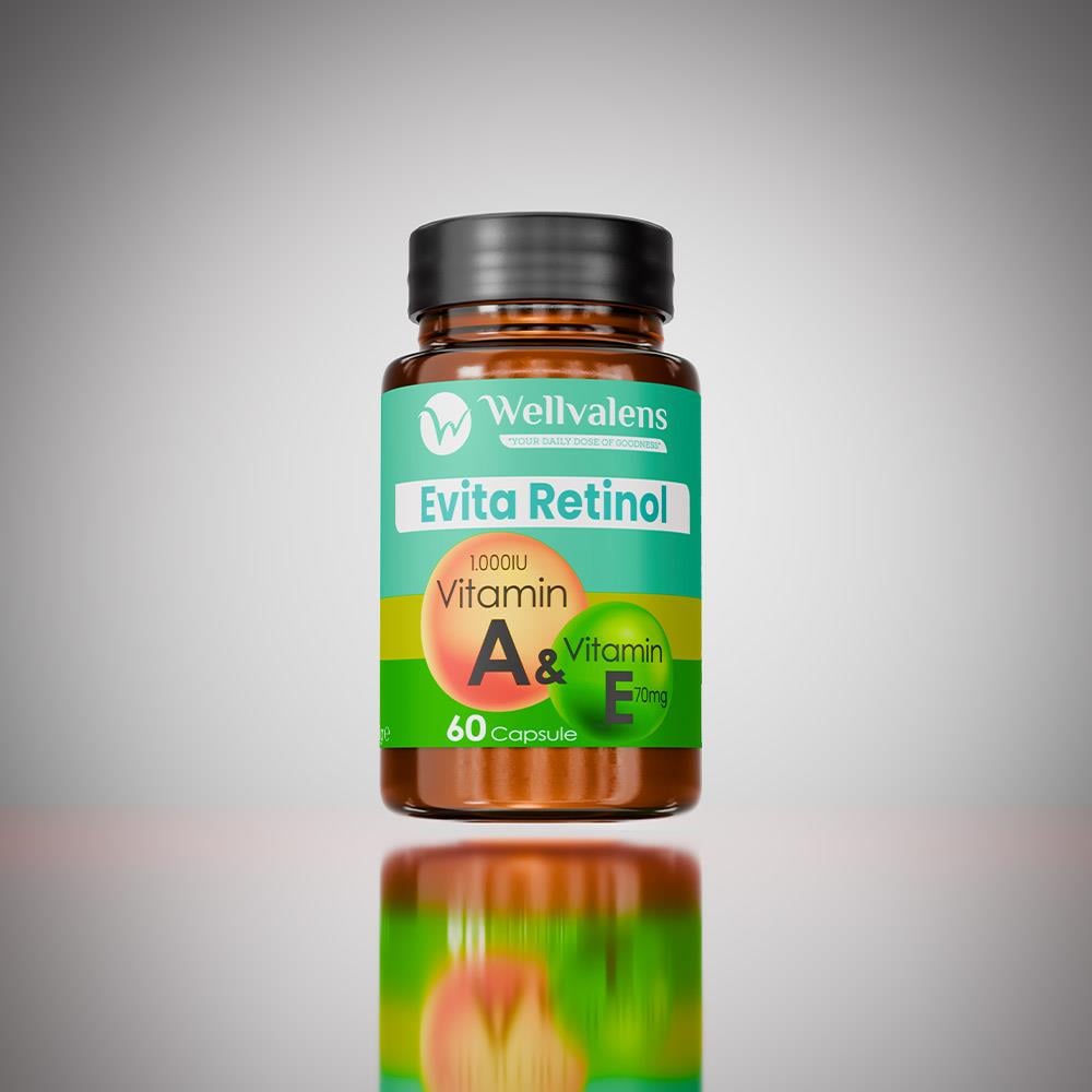 Wellvalens Evita Retinol A ve E Vitaminleri 1000 Μg 70 mg E Vitamini 60 Kapsül-Wellvalens
