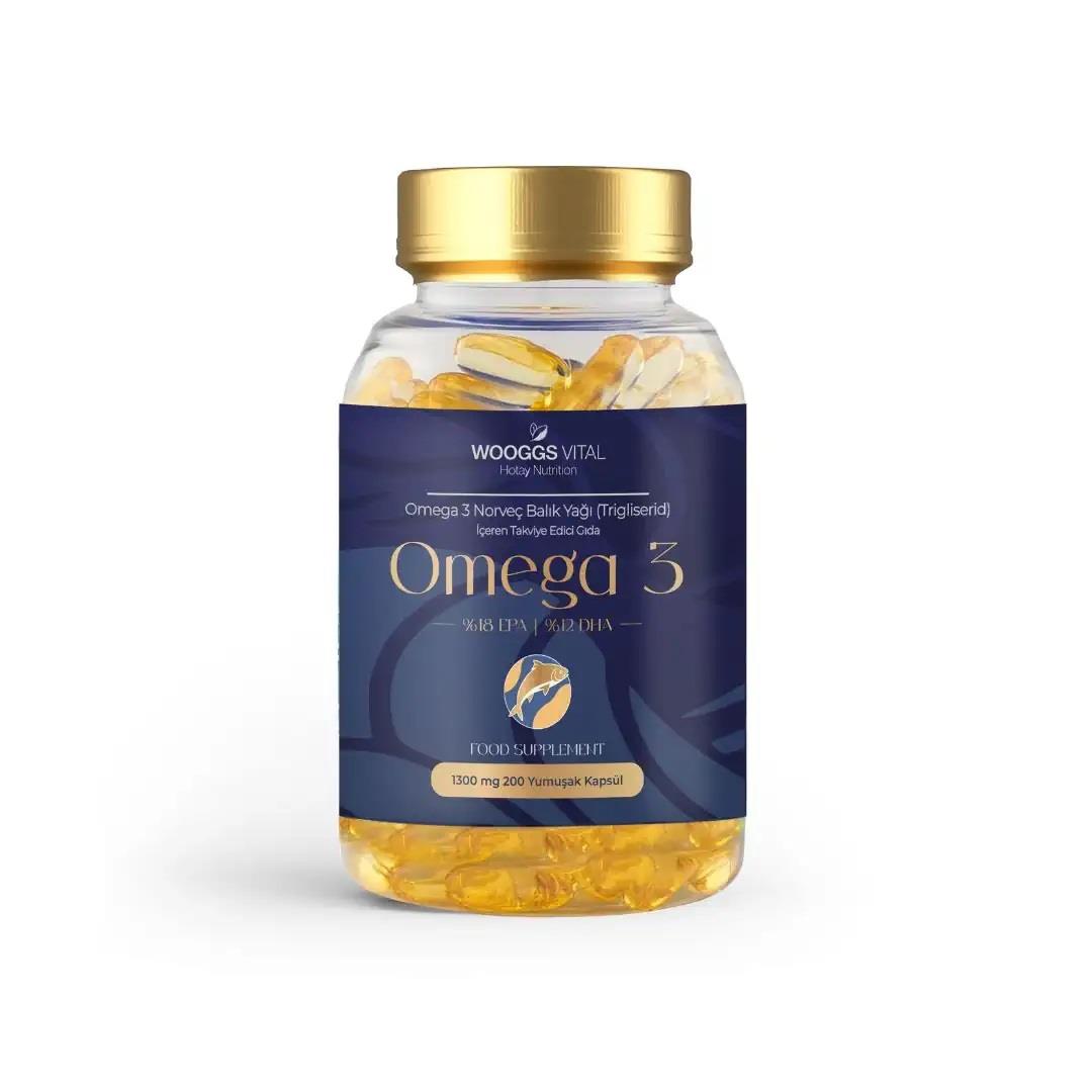 Wooggs Vital Omega 3 1300 mg Norveç Balık Yağı 200 Yumuşak Kapsül-Wooggs Vital