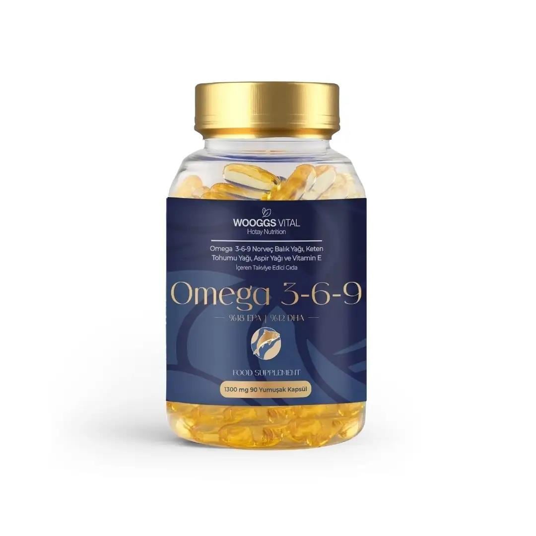 Wooggs Vital Omega 3,6,9 Norveç Balık Yağı Keten Tohumu Yağı Aspir Yağı ve Vitamin E 90 Soft Jel-Wooggs Vital