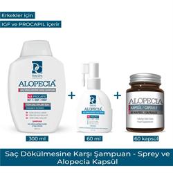 Alopecia Erkek Procapil Ve Igf İçerikli Şampuan & Sprey & 60 Kapsül Seti-Alopecia