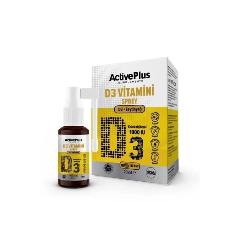 Active Plus D3 Vitamin 1000IU Sprey 20 ml-Active Plus